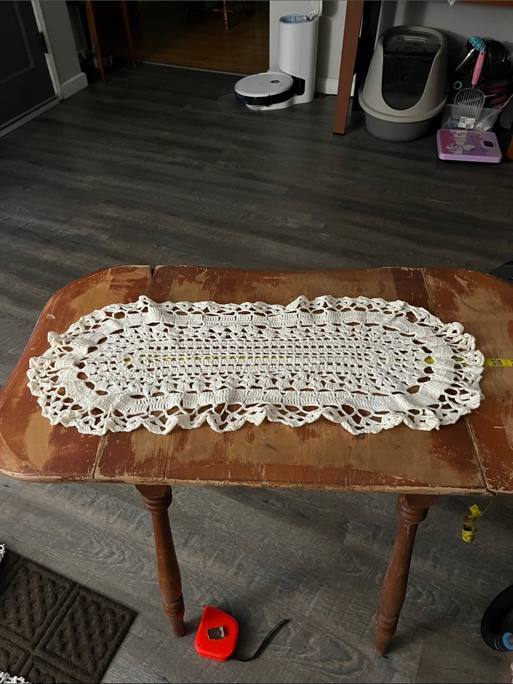 Hand Crafted White Crochet Doily Table Cover
